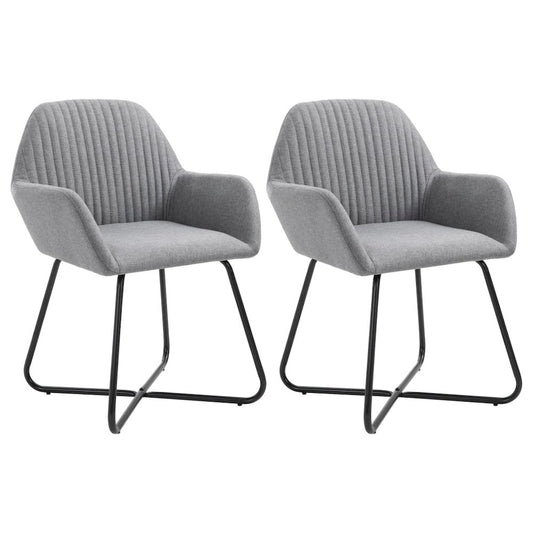 vidaXL Dining Chairs 2 pcs Light Gray Fabric, 249807