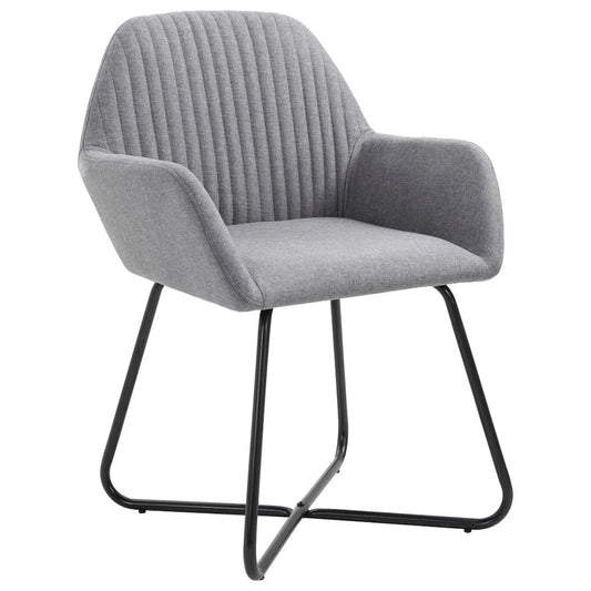 Dining Chair Set of 2 Light Grey Polyester Standard Ergonomic