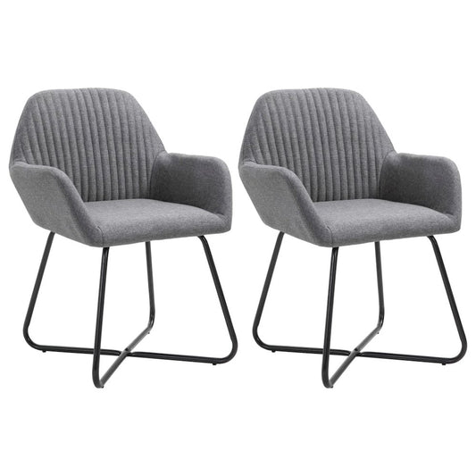 Dining Chairs 2 pcs Dark Gray Fabric