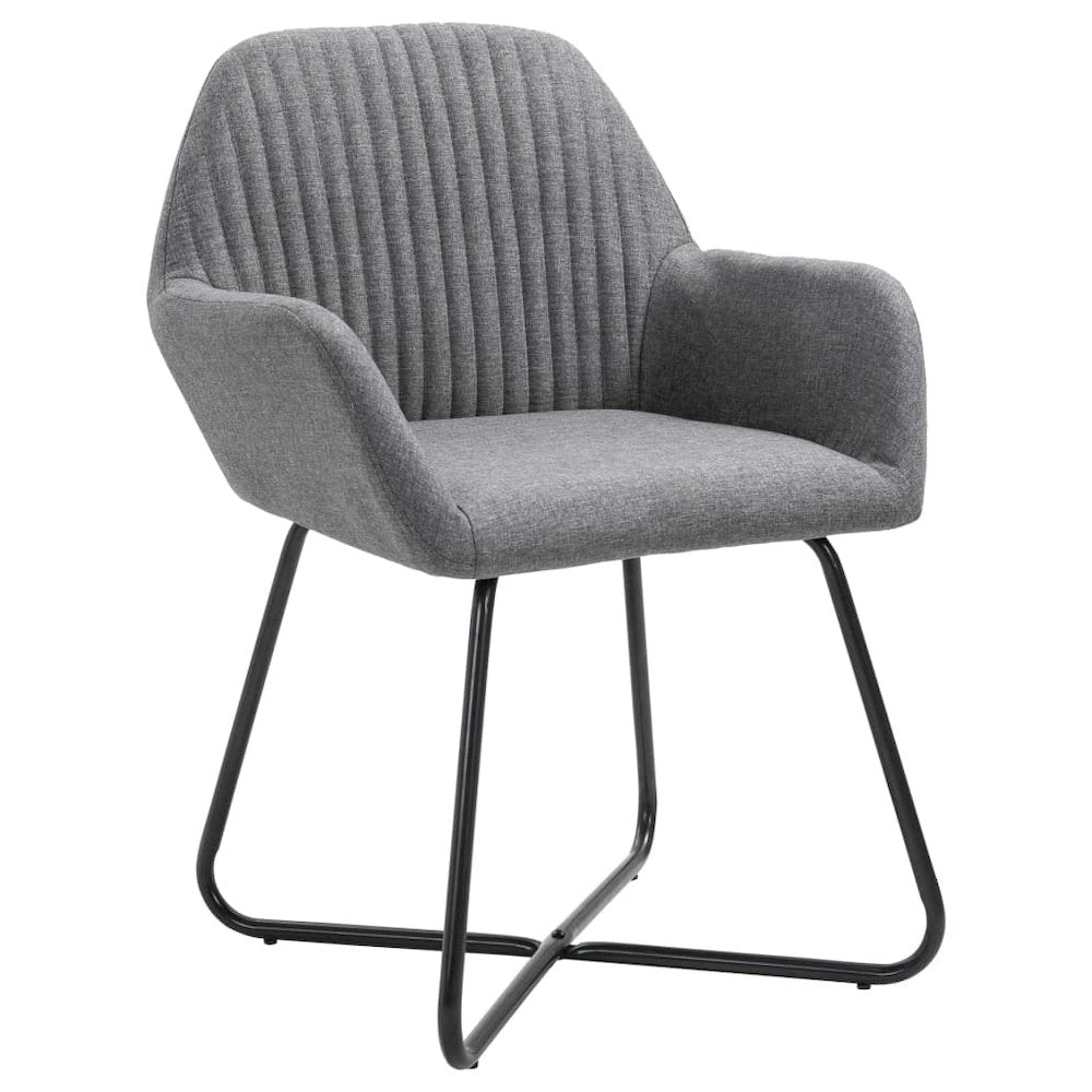 Dining Chair Set of 2 Dark Gray Fabric and powder-coated steel