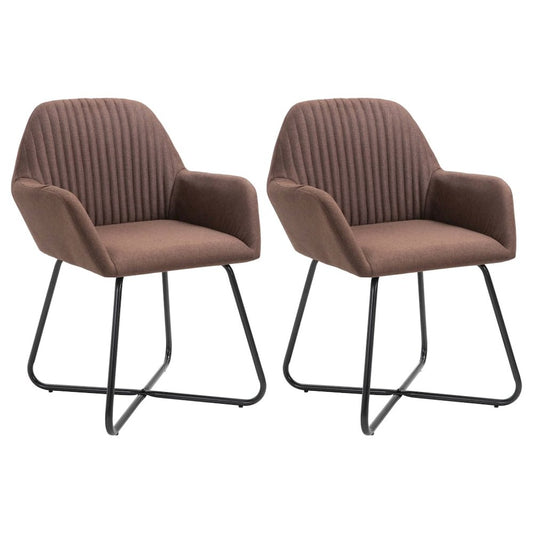 Dining Chair Set of 2 Brown Polyester Medium Modern