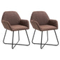 Dining Chair Set of 2 Brown Polyester Medium Modern