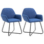 Dining Chair Set of 2 Blue Polyester and powder-coated steel