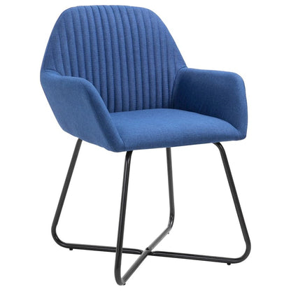 Dining Chair Set of 2 Blue Polyester and powder-coated steel