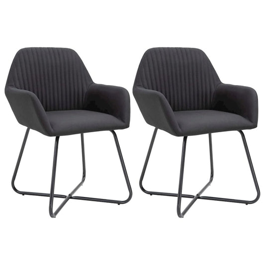 vidaXL Dining Chairs 2 pcs Black Fabric, 249813