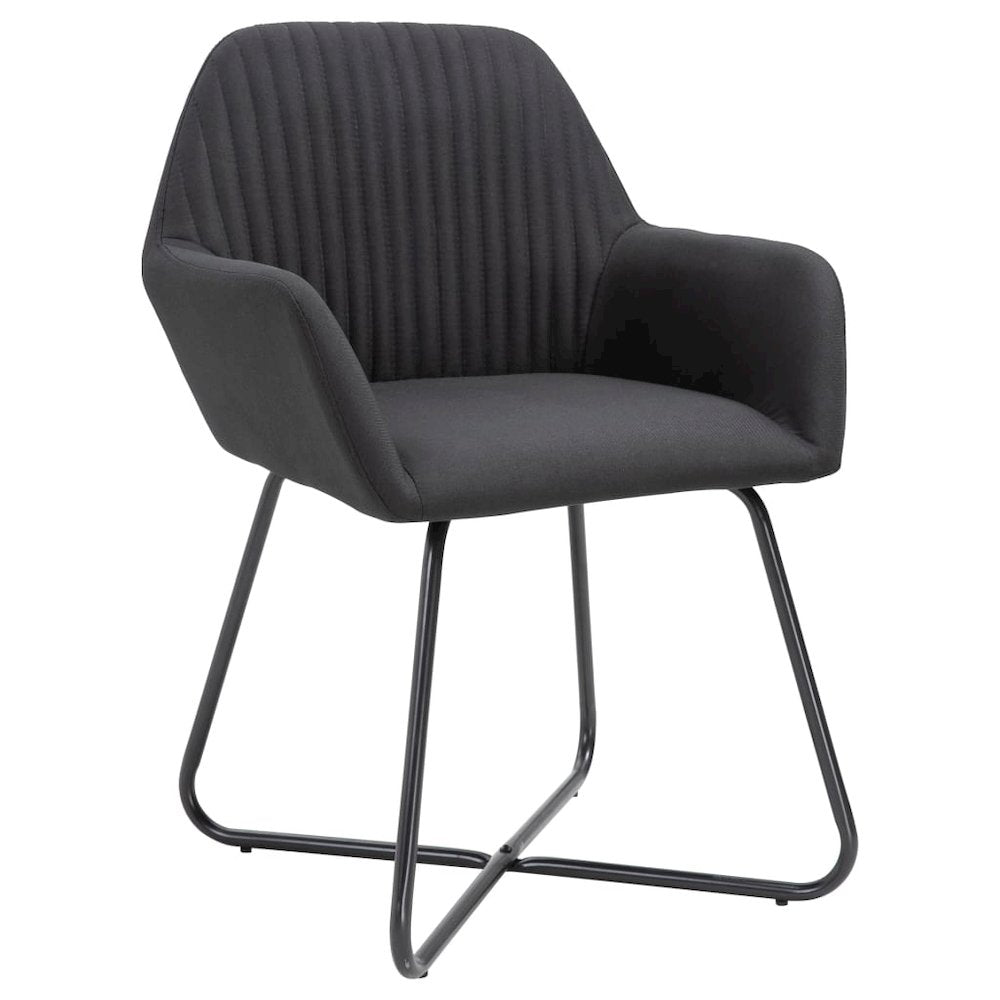 Dining Chair Set of 2 Black Fabric and powder-coated steel