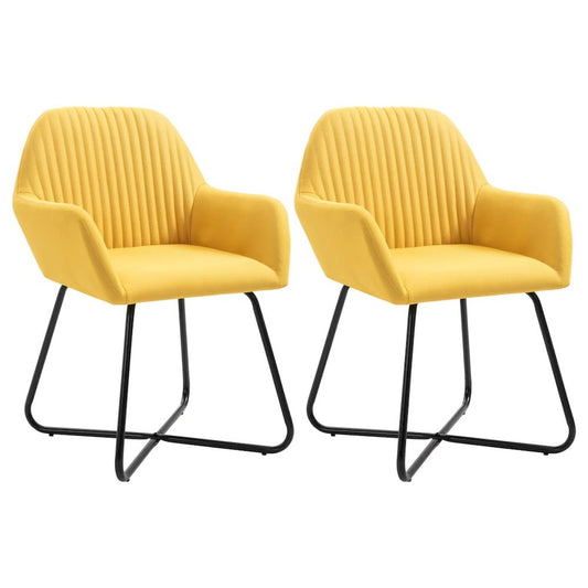vidaXL Dining Chairs 2 pcs Yellow Fabric, 249814