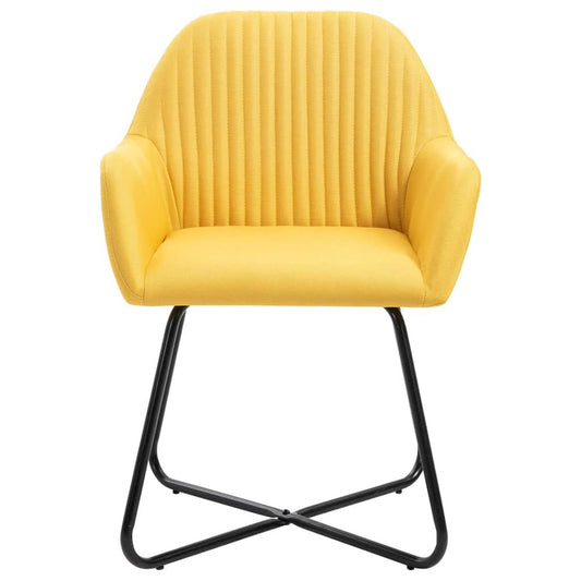 vidaXL Dining Chairs 2 pcs Yellow Fabric, 249814