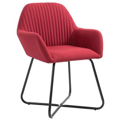 Dining Chair Set of 2 Wine red Fabric and powder-coated steel