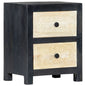 Bedside Cabinet Grey and natural Solid mango wood, MDF