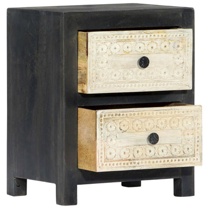 Bedside Cabinet Grey and natural Solid mango wood, MDF