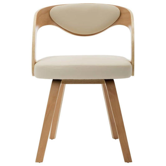 Dining Chairs 2 pcs Cream Bent Wood and Faux Leather