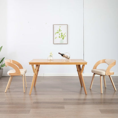 Dining Chairs 2 pcs Cream Bent Wood and Faux Leather
