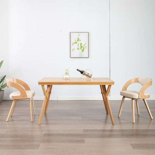 Dining Chairs 2 pcs Cream Bent Wood and Faux Leather