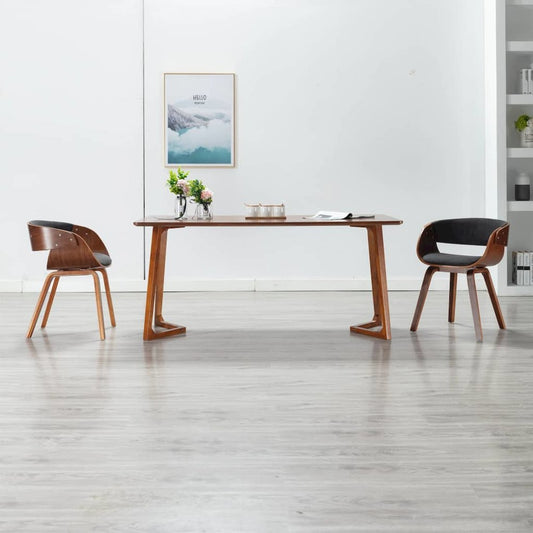 Dining Chair Gray Bent Wood and Fabric