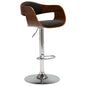 Bar Chair Grey and Brown Fabric, Bent Wood, Chromed Metal