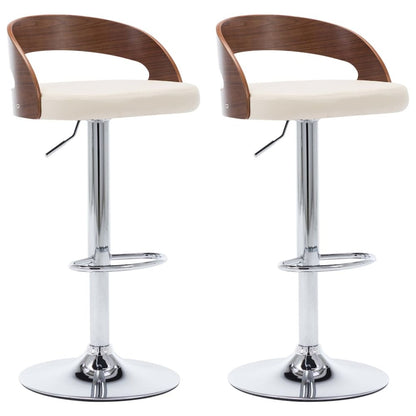 Bar Chair Set of 2 Cream and Dark Brown