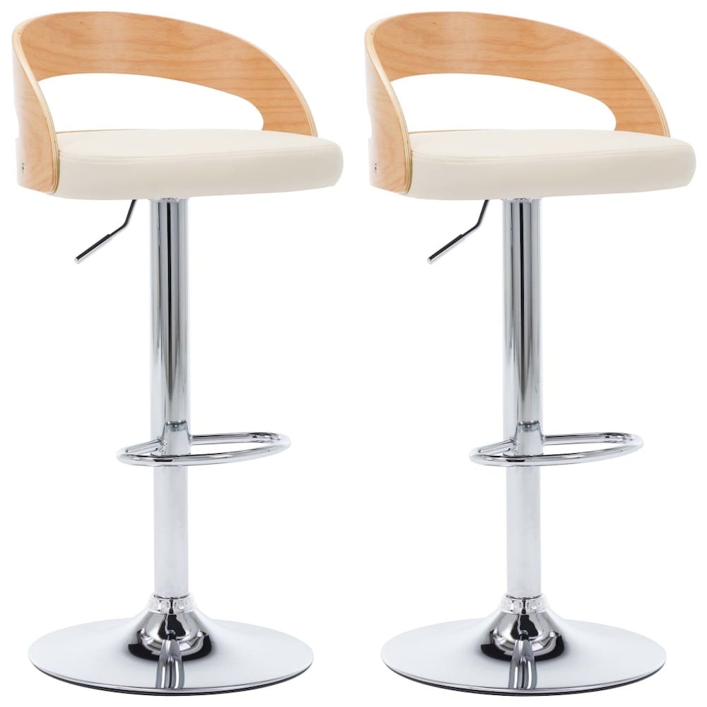Bar Chair Set of 2 Cream and light brown