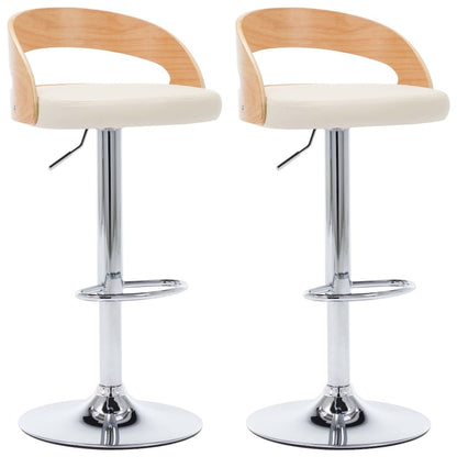 Bar Chair Set of 2 Cream and light brown