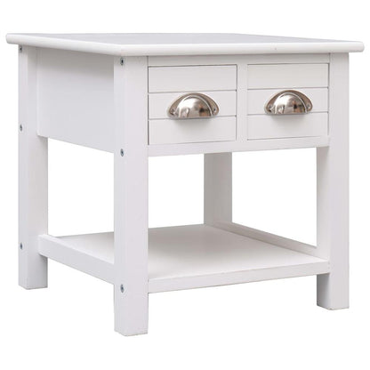vidaXL Side Table White 15.7"x15.7"x15.7" Paulownia Wood, 284068