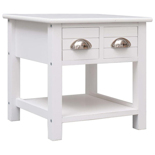 vidaXL Side Table White 15.7"x15.7"x15.7" Paulownia Wood, 284068