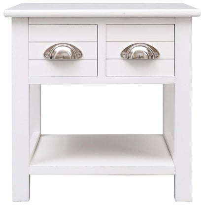 vidaXL Side Table White 15.7"x15.7"x15.7" Paulownia Wood, 284068