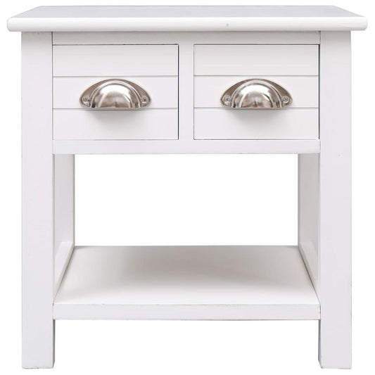 vidaXL Side Table White 15.7"x15.7"x15.7" Paulownia Wood, 284068
