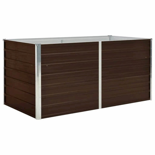 vidaXL Raised Garden Bed Brown 63"x31.5"x30.3" Galvanized Steel 5709