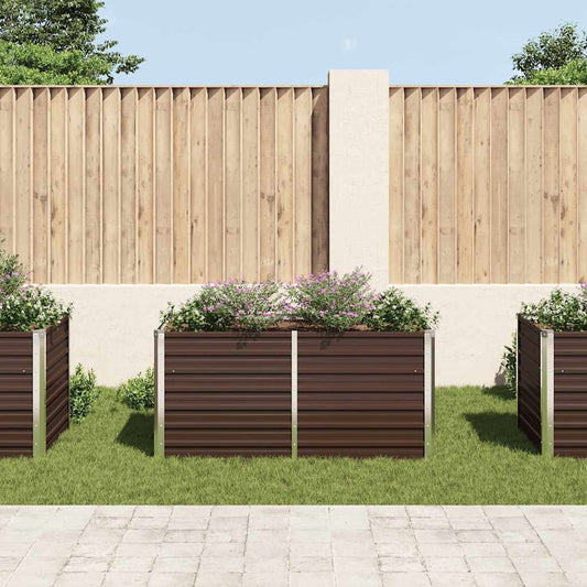 vidaXL Raised Garden Bed Brown 63"x31.5"x30.3" Galvanized Steel 5709