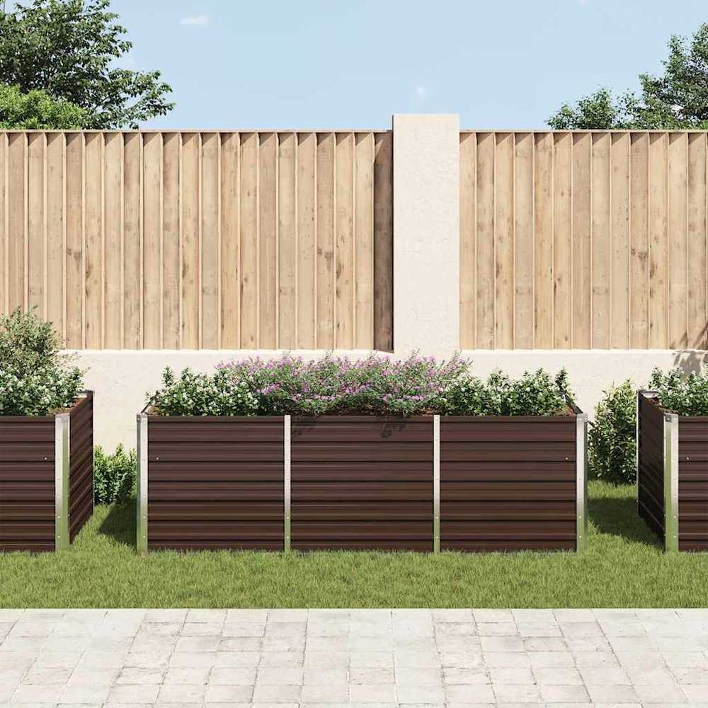 Garden Raised Bed Brown 94.5"x31.5"x30.3" Galvanized Steel
