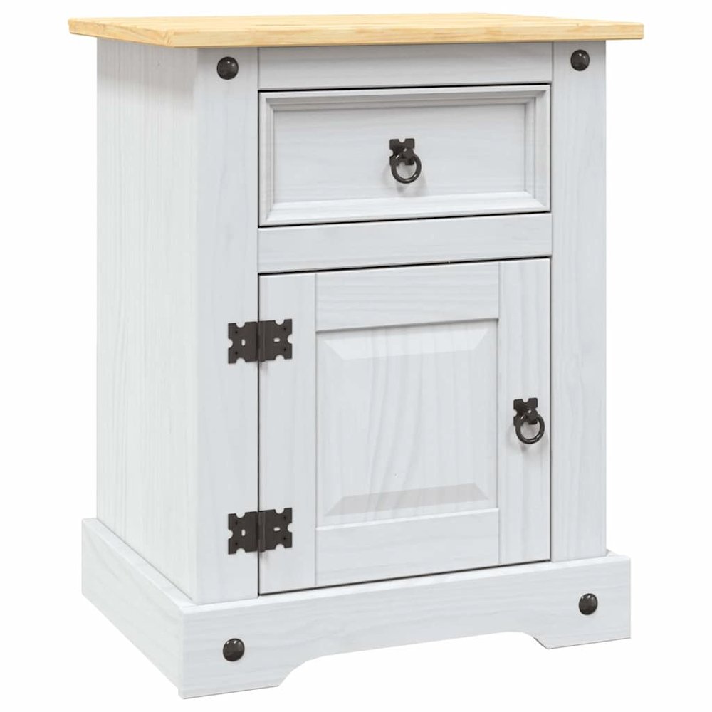Bedside Cabinet White body and brown top Solid pine wood