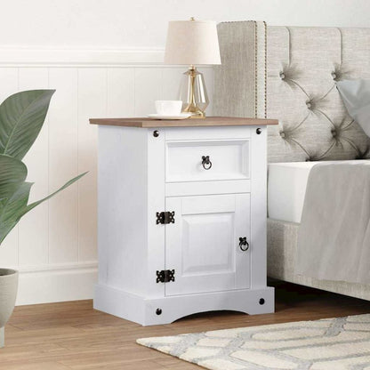 Bedside Cabinet White body and brown top Solid pine wood