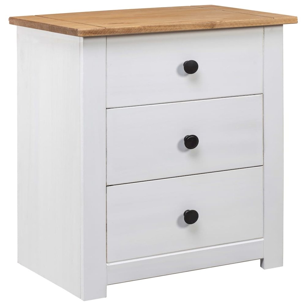 Bedside Cabinet White Solid pine wood Medium Bedside Cabinet