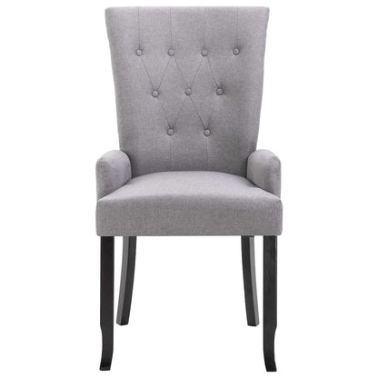 Dining Chairs with Armrests 2 pcs Light Gray Fabric