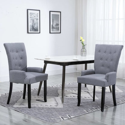 Dining Chairs with Armrests 2 pcs Light Gray Fabric