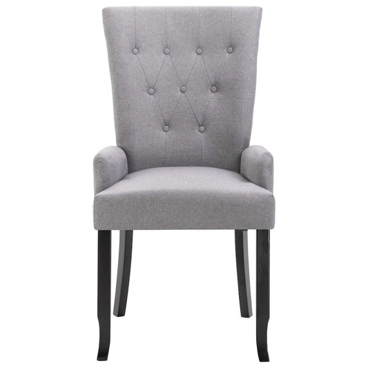 Dining Chairs with Armrests 4 pcs Light Gray Fabric
