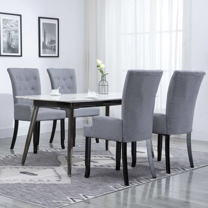 Dining Chairs with Armrests 4 pcs Light Gray Fabric