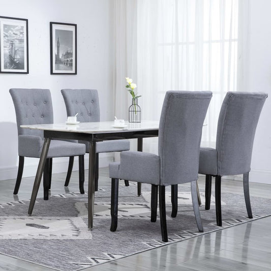 Dining Chairs with Armrests 4 pcs Light Gray Fabric