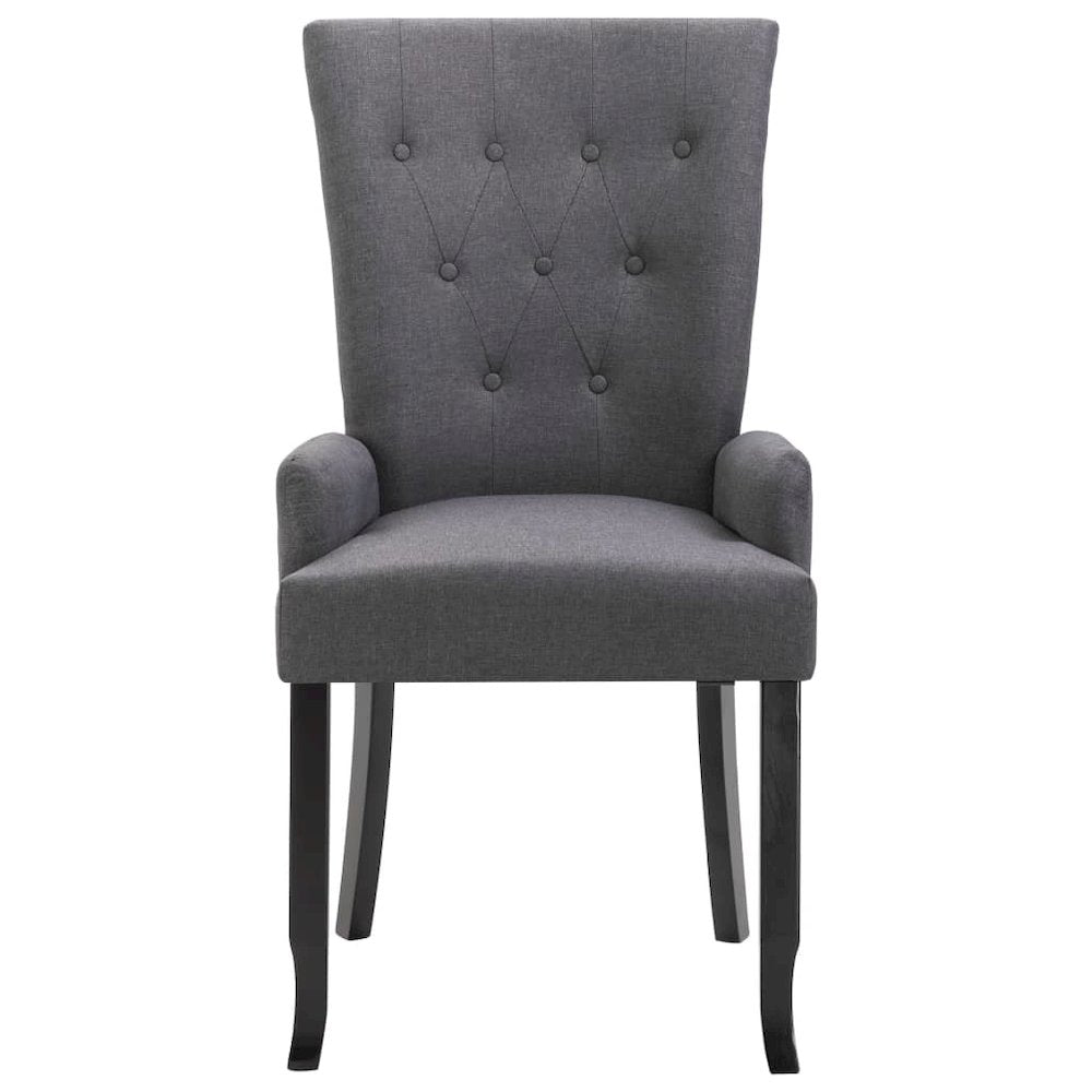 Dining Chairs with Armrests 4 pcs Dark Gray Fabric