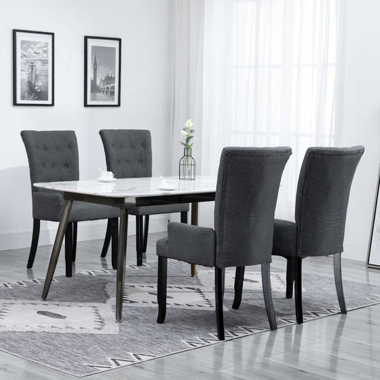Dining Chairs with Armrests 4 pcs Dark Gray Fabric