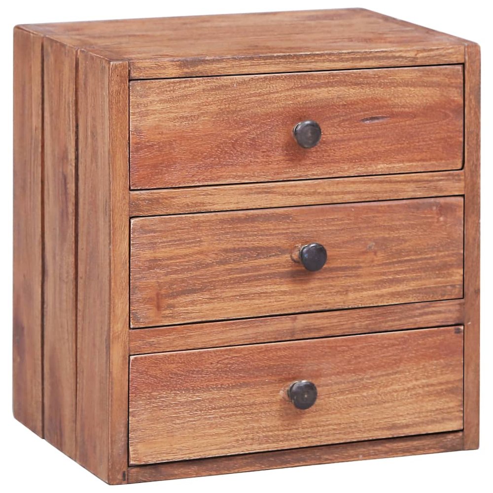 Bedside Cabinet Natural Mahogany Mahogany Wood 13.8x9.8x13.8 in