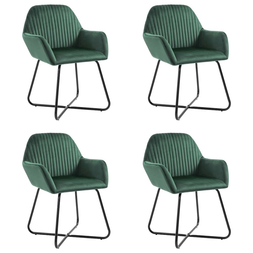 Dining Chair Set of 4 Green Velvet Standard Ergonomic