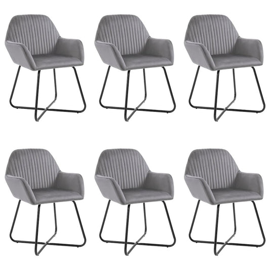 Dining Chairs 6 pcs Gray Velvet