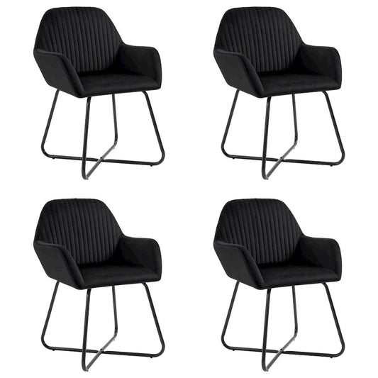 Dining Chair Set of 4 Black Velvet and steel Standard Ergonomic