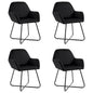 Dining Chair Set of 4 Black Velvet and steel Standard Ergonomic