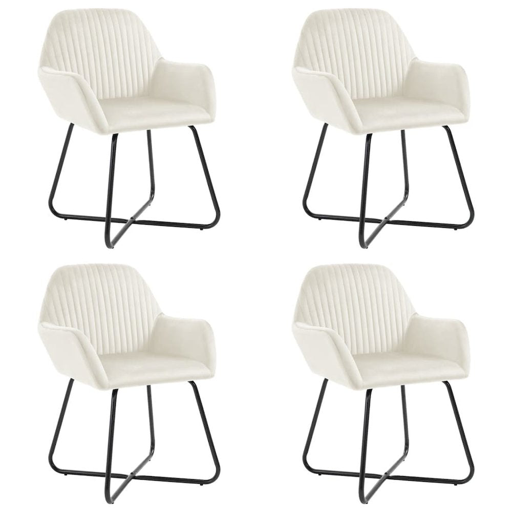 Dining Chair Set of 4 Cream Velvet Standard Ergonomic