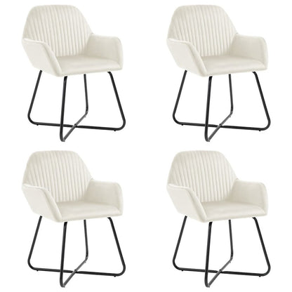 Dining Chair Set of 4 Cream Velvet Standard Ergonomic