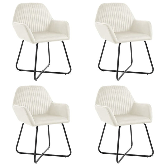 Dining Chair Set of 4 Cream Velvet Standard Ergonomic