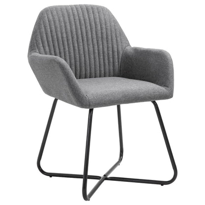 Dining Chair Set of 6 Dark Gray Polyester, Powder-coated Steel