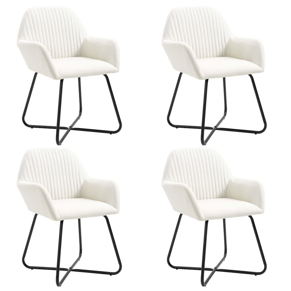 Dining Chair Set of 4 Cream Fabric Standard Ergonomic